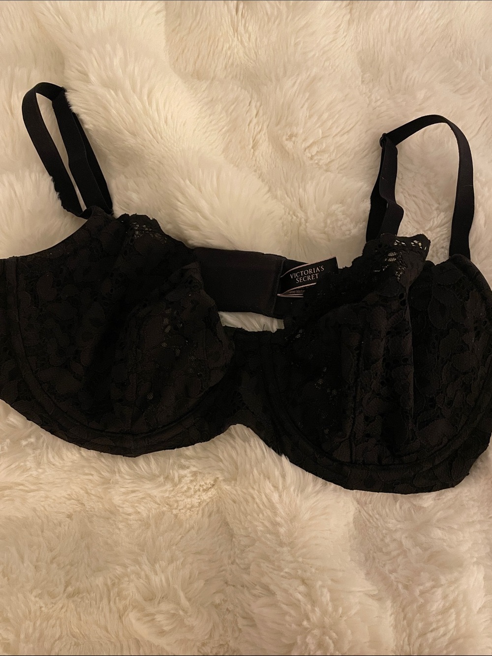 Victoria's Secret Black Lace Balconette Bra, 36DD